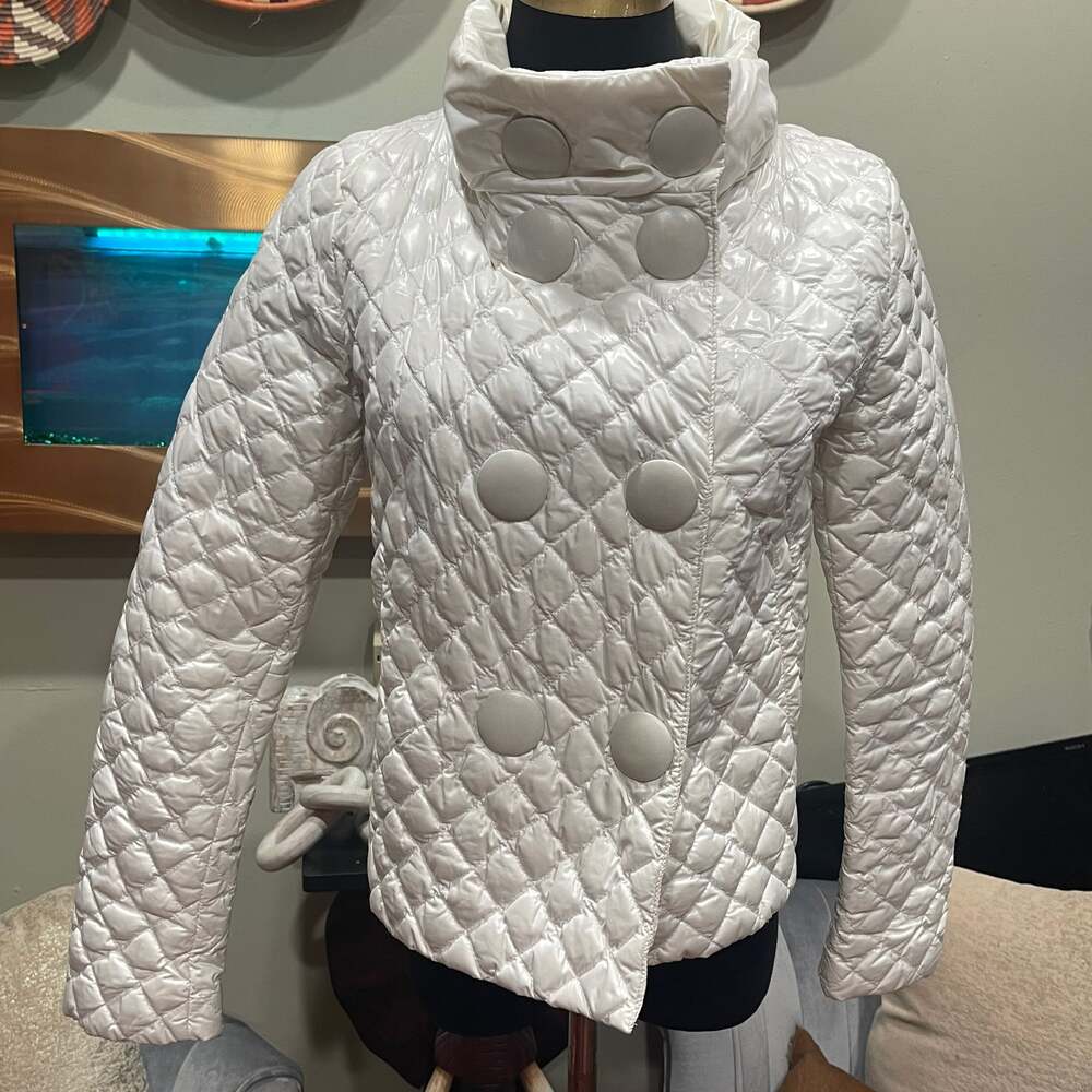 MONCLER VTG Women White Light Quilted Short Down Jacket Size 1 XS-S